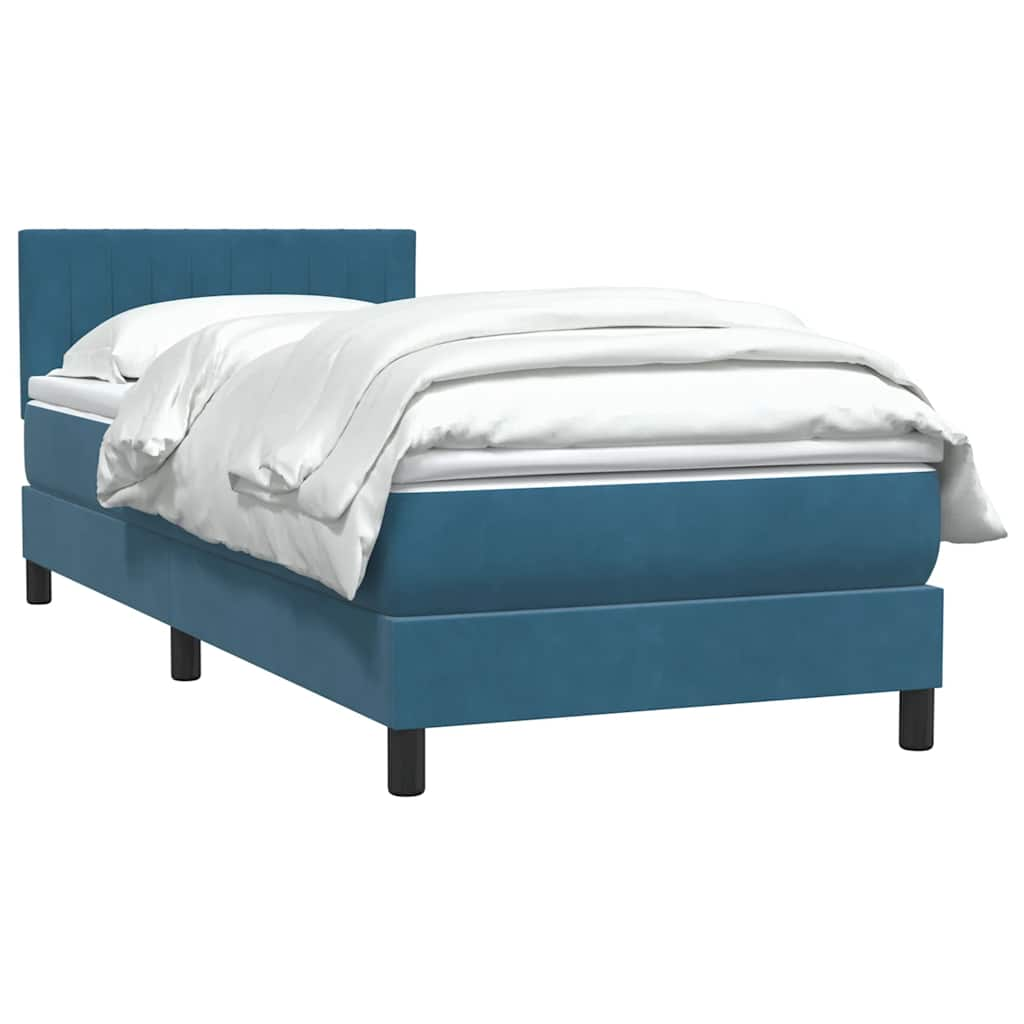 vidaXL Cama box spring con colchón terciopelo azul oscuro 100x210 cm