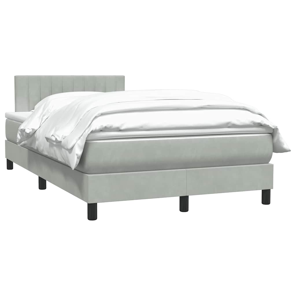 vidaXL Cama box spring con colchón terciopelo gris claro 120x210 cm