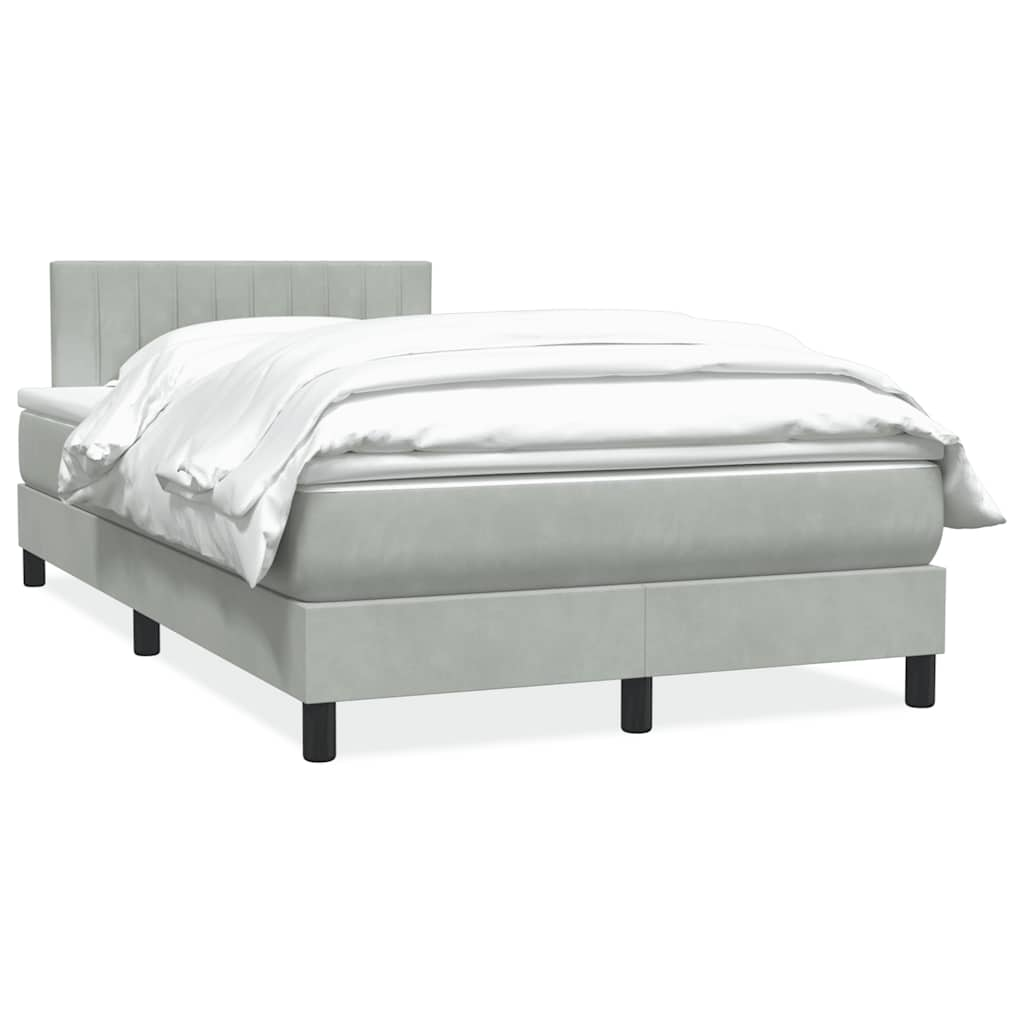 vidaXL Cama box spring con colchón terciopelo gris claro 120x210 cm