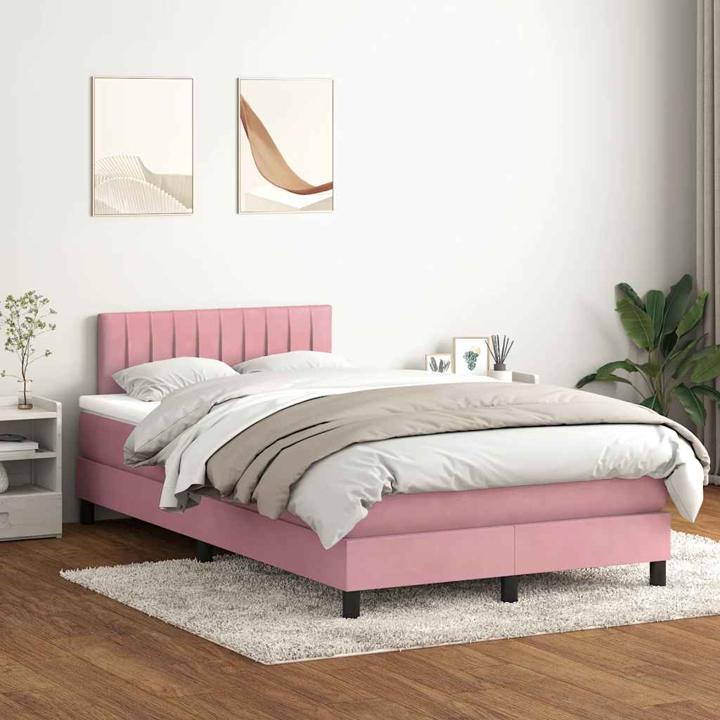 vidaXL Cama box spring con colchón terciopelo rosa 120x210 cm