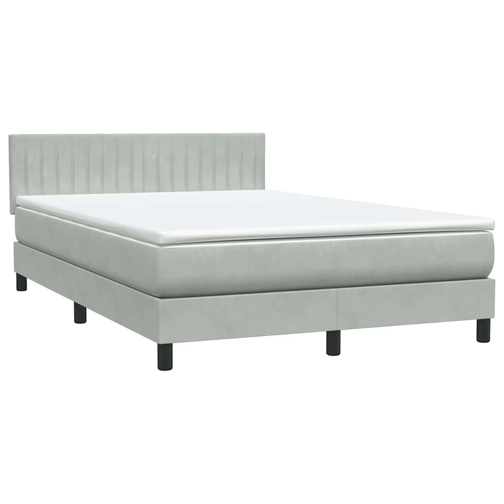 vidaXL Cama box spring con colchón terciopelo gris claro 140x210 cm