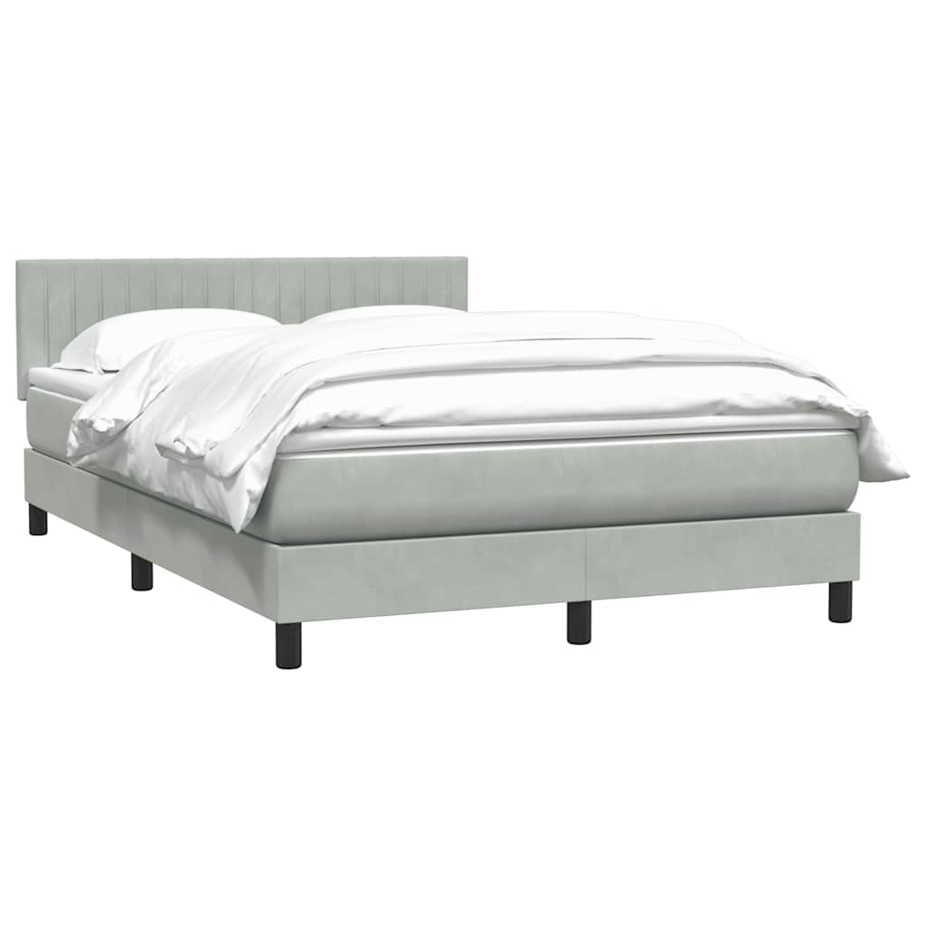 vidaXL Cama box spring con colchón terciopelo gris claro 140x210 cm