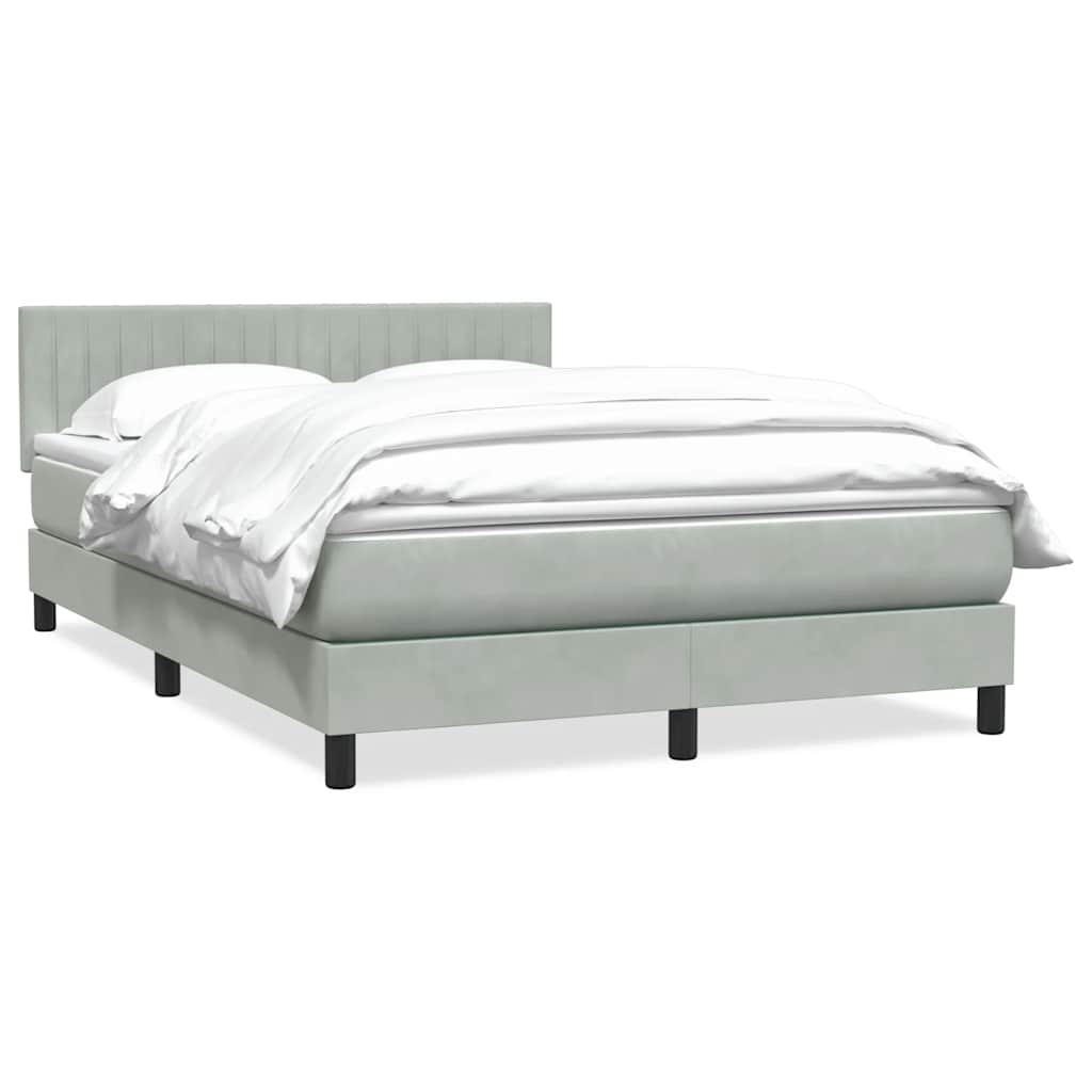 vidaXL Cama box spring con colchón terciopelo gris claro 140x210 cm