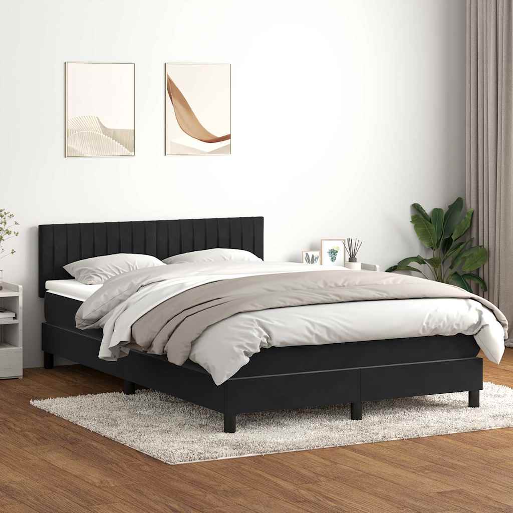 vidaXL Cama box spring con colchón terciopelo negro 140x210 cm