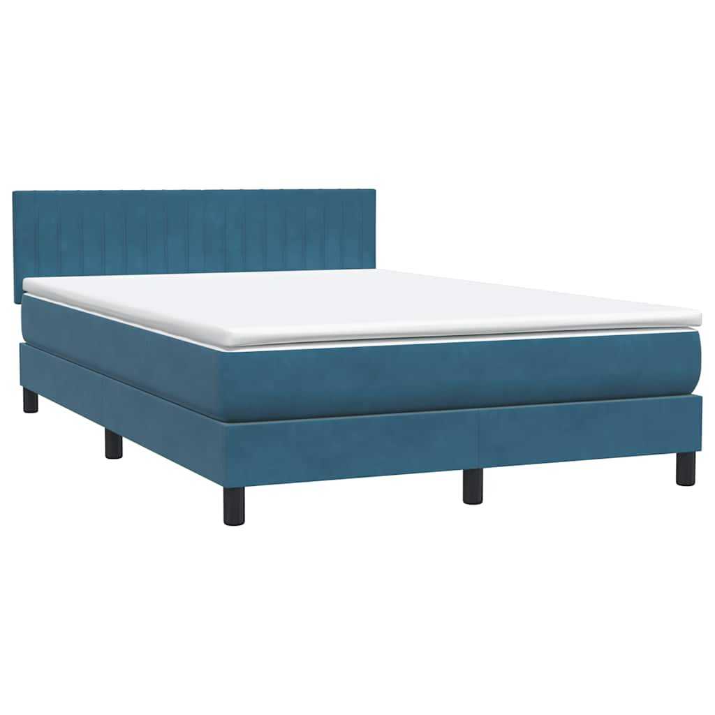 vidaXL Cama box spring con colchón terciopelo azul oscuro 140x210 cm