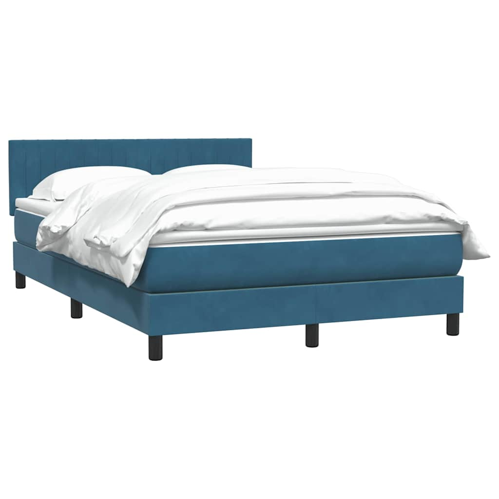 vidaXL Cama box spring con colchón terciopelo azul oscuro 140x210 cm