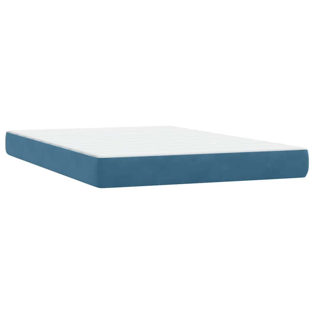 vidaXL Cama box spring con colchón terciopelo azul oscuro 140x210 cm