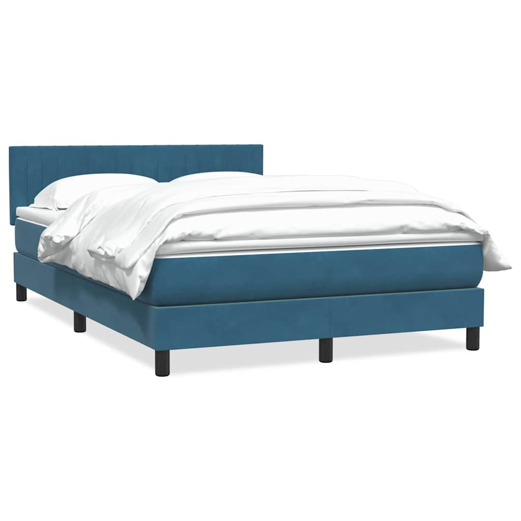 vidaXL Cama box spring con colchón terciopelo azul oscuro 140x210 cm