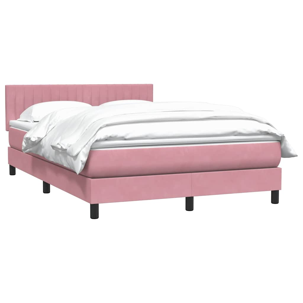 vidaXL Cama box spring con colchón terciopelo rosa 140x210 cm