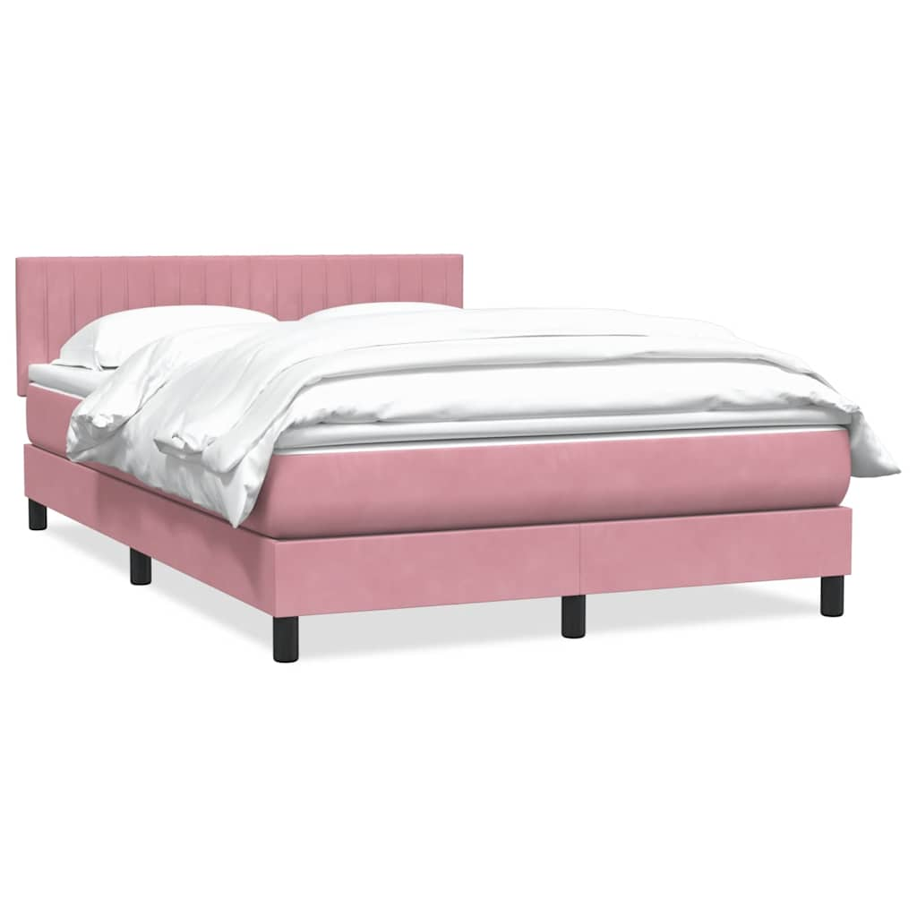 vidaXL Cama box spring con colchón terciopelo rosa 140x210 cm