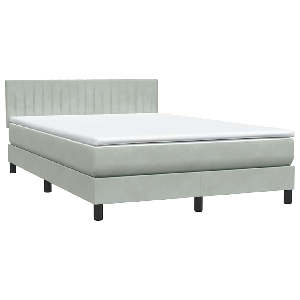 vidaXL Cama box spring con colchón terciopelo gris claro 160x210 cm