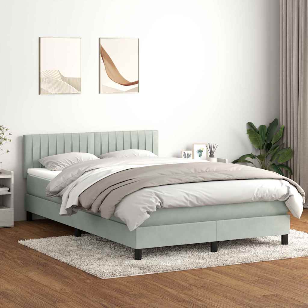 vidaXL Cama box spring con colchón terciopelo gris claro 160x210 cm