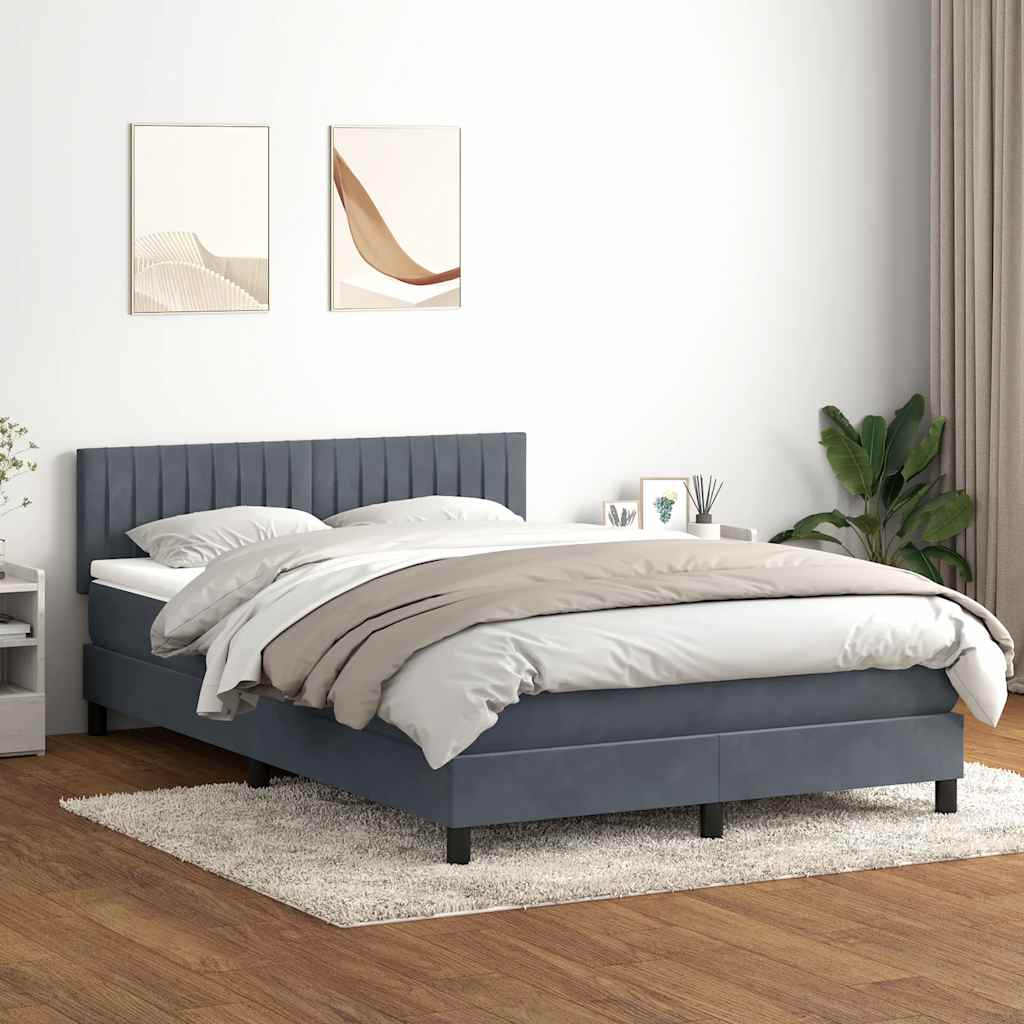 vidaXL Cama box spring con colchón terciopelo gris oscuro 160x210 cm