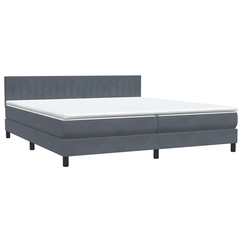 vidaXL Cama box spring con colchón terciopelo gris oscuro 180x210 cm