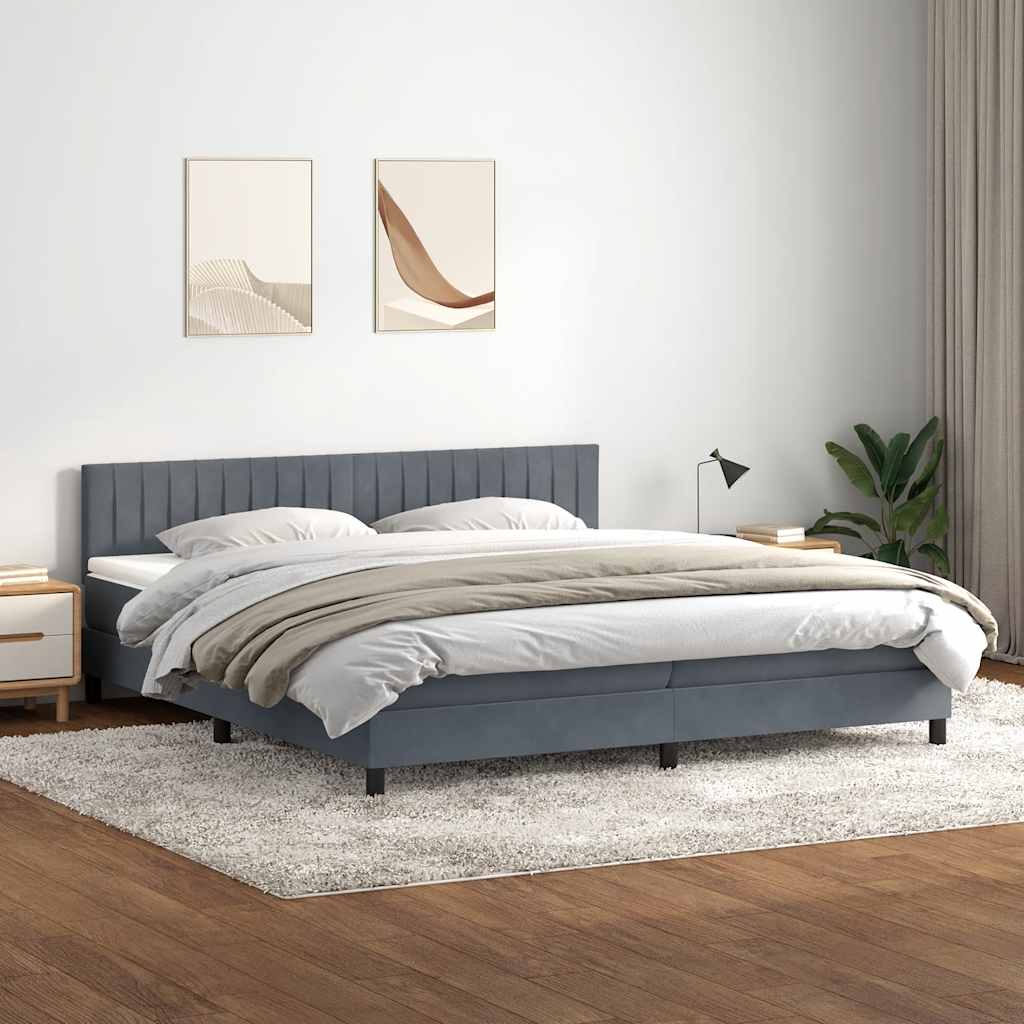 vidaXL Cama box spring con colchón terciopelo gris oscuro 180x210 cm