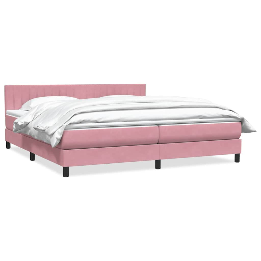 vidaXL Cama box spring con colchón terciopelo rosa 180x210 cm