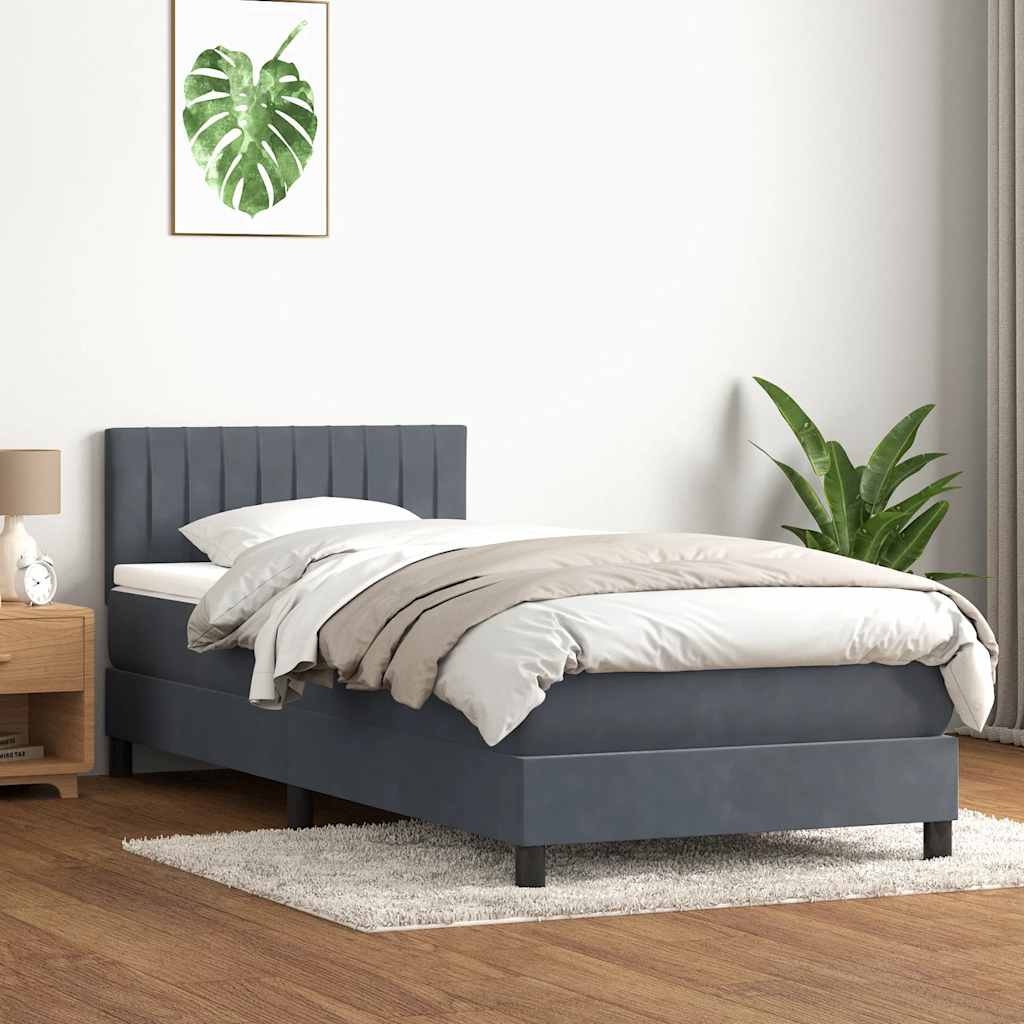 vidaXL Cama box spring con colchón terciopelo gris oscuro 80x220 cm