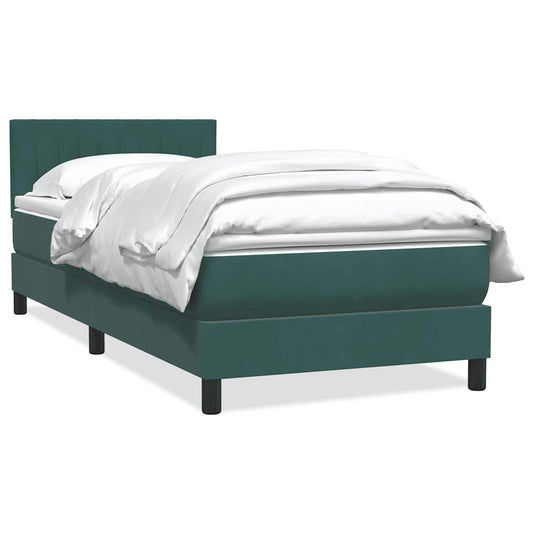 vidaXL Cama box spring con colchón terciopelo verde oscuro 80x220 cm