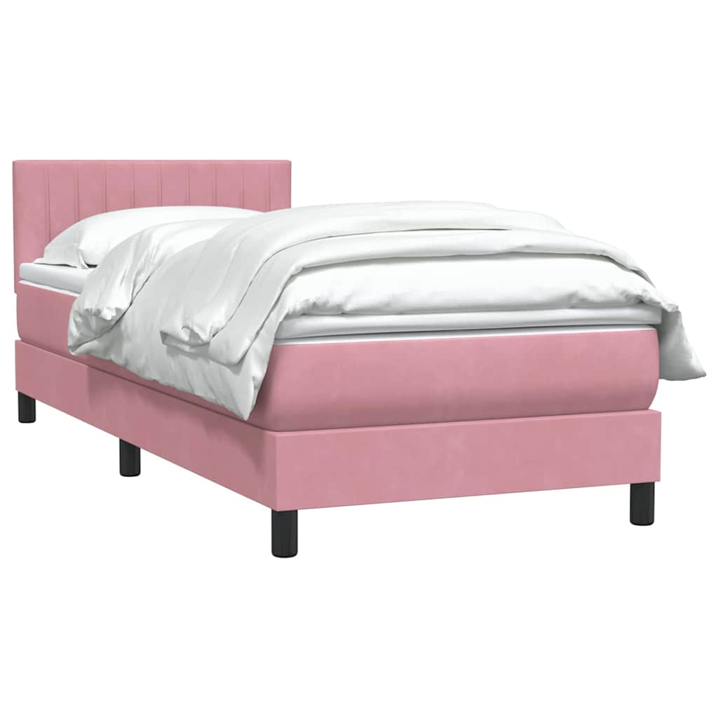 vidaXL Cama box spring con colchón terciopelo rosa 80x220 cm