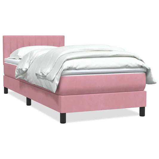 vidaXL Cama box spring con colchón terciopelo rosa 80x220 cm