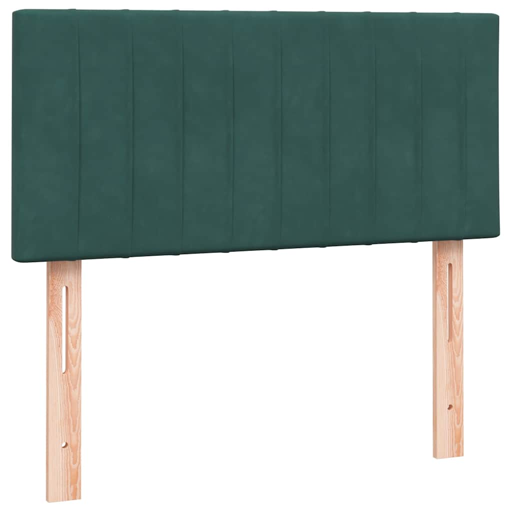 vidaXL Cama box spring con colchón terciopelo verde oscuro 90x220 cm