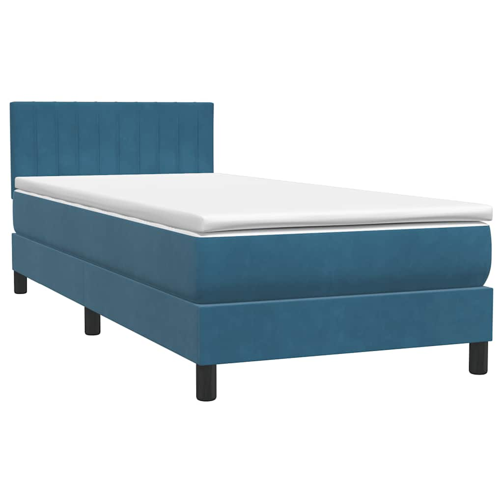 vidaXL Cama box spring con colchón terciopelo azul oscuro 90x220 cm