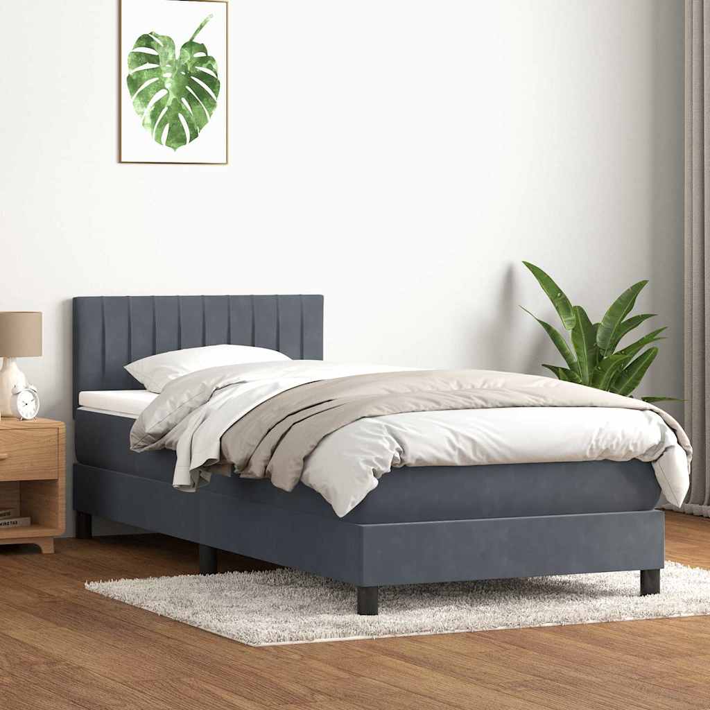 vidaXL Cama box spring con colchón terciopelo gris oscuro 100x220 cm