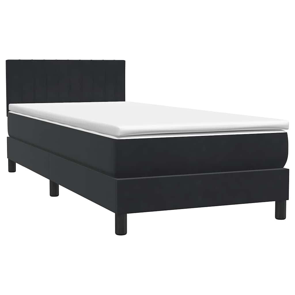 vidaXL Cama box spring con colchón terciopelo negro 100x220 cm