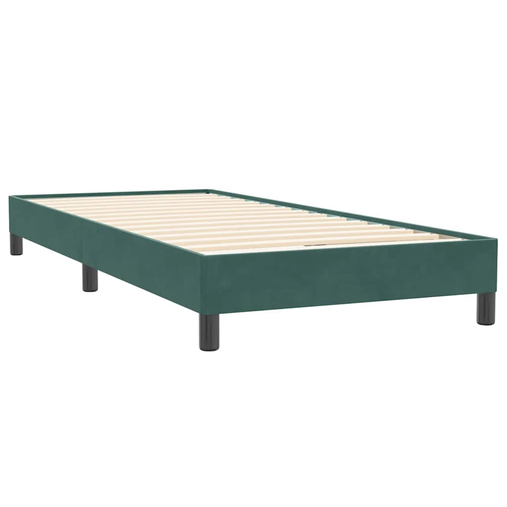 vidaXL Cama box spring con colchón terciopelo verde oscuro 100x220 cm