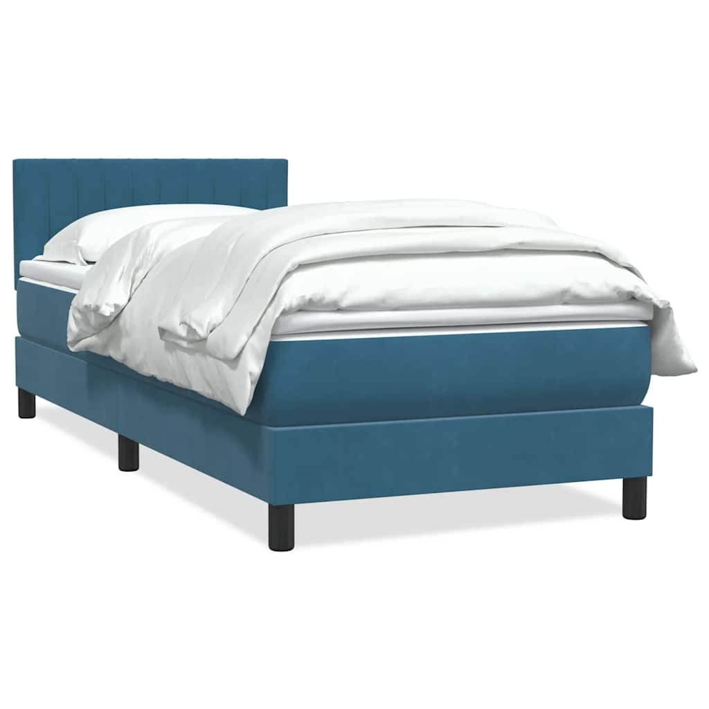 vidaXL Cama box spring con colchón terciopelo azul oscuro 100x220 cm