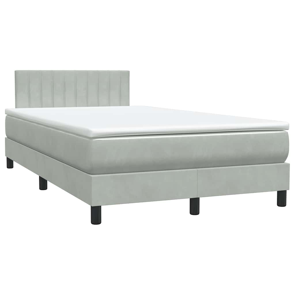 vidaXL Cama box spring con colchón terciopelo gris claro 120x220 cm