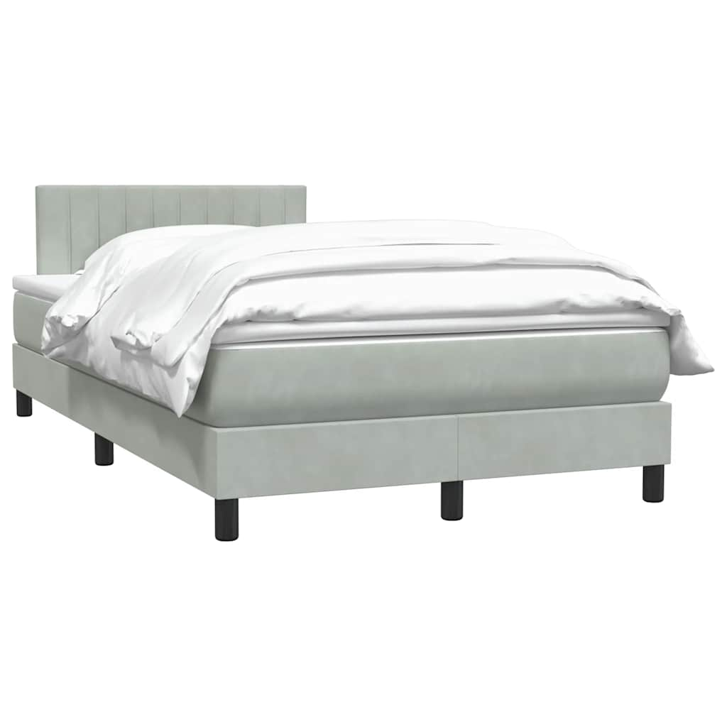 vidaXL Cama box spring con colchón terciopelo gris claro 120x220 cm