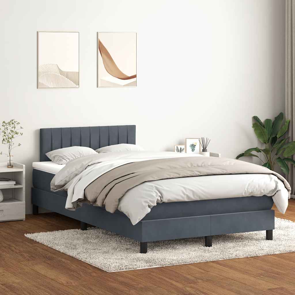 vidaXL Cama box spring con colchón terciopelo gris oscuro 120x220 cm