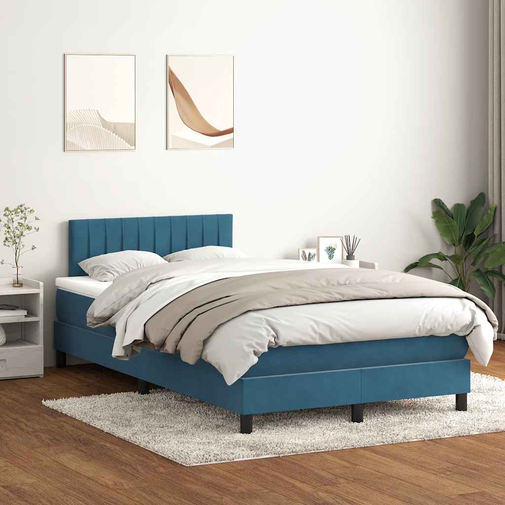 vidaXL Cama box spring con colchón terciopelo azul oscuro 120x220 cm