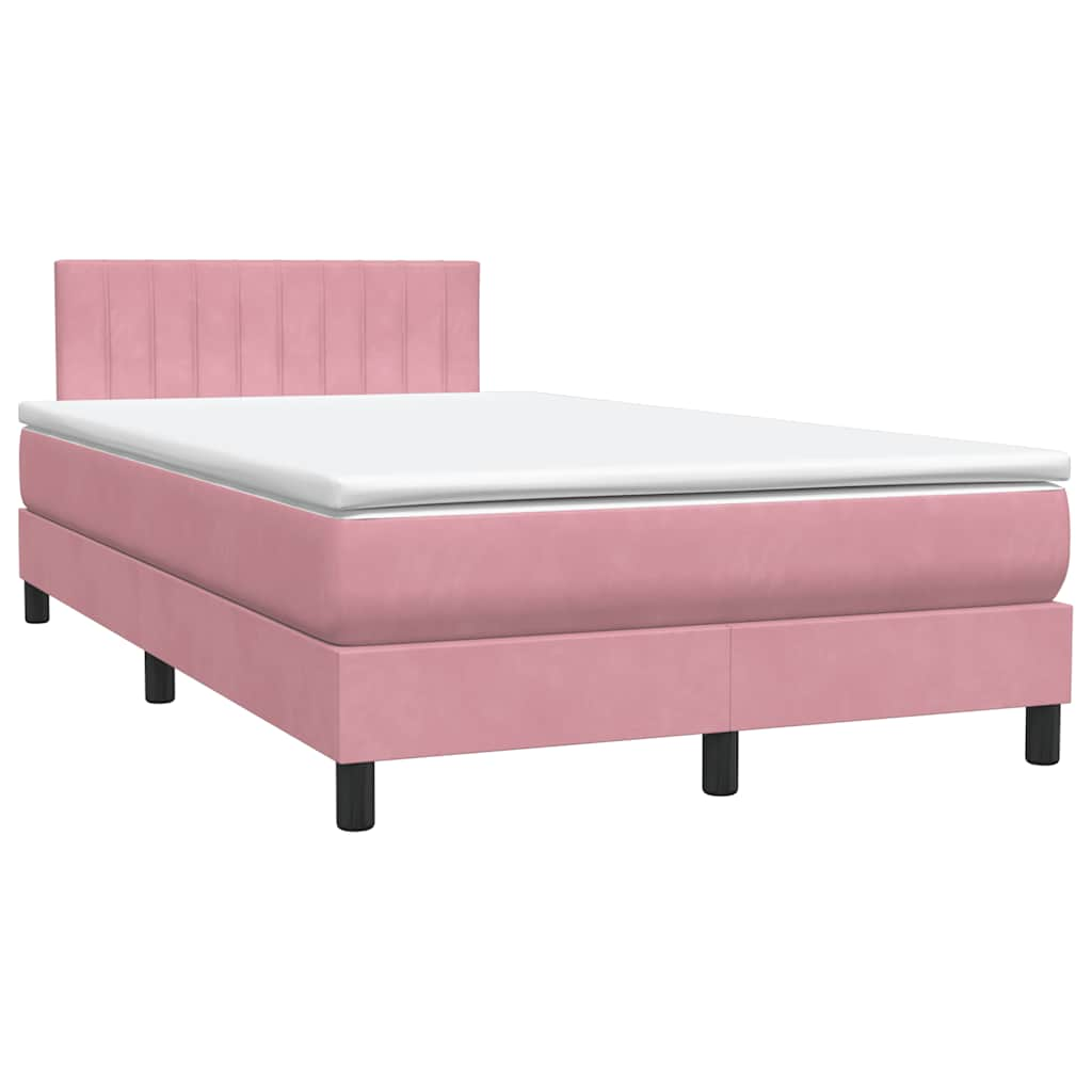 vidaXL Cama box spring con colchón terciopelo rosa 120x220 cm