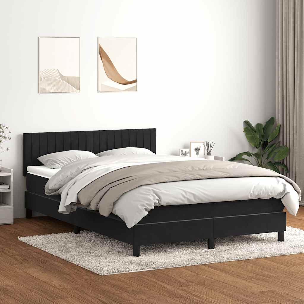 vidaXL Cama box spring con colchón terciopelo negro 140x220 cm