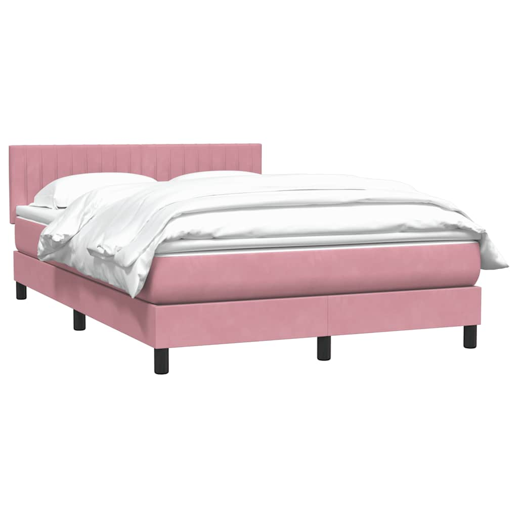 vidaXL Cama box spring con colchón terciopelo rosa 140x220 cm