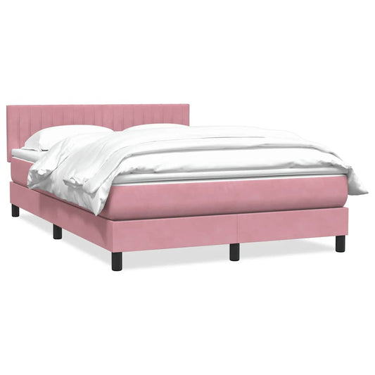 vidaXL Cama box spring con colchón terciopelo rosa 140x220 cm