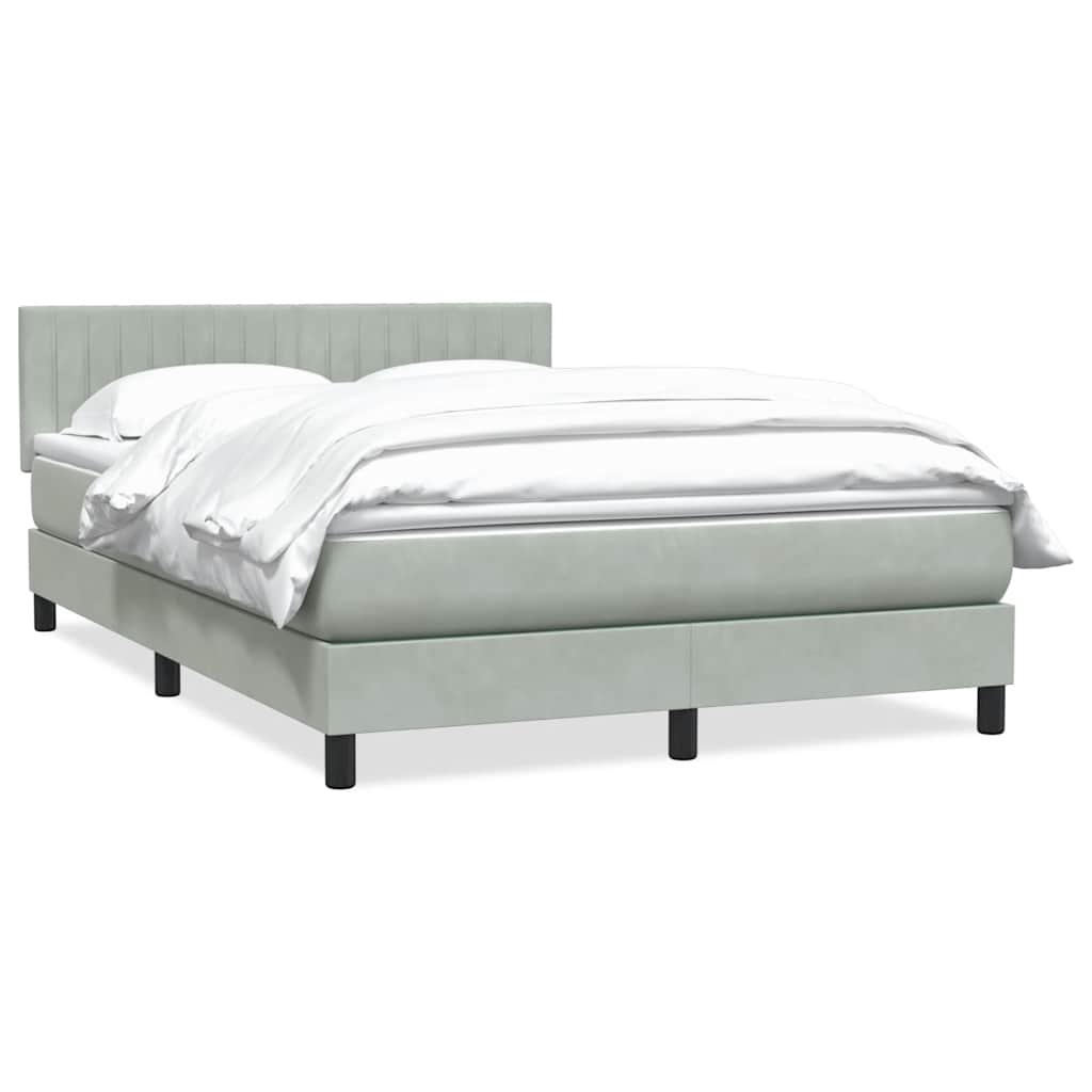 vidaXL Cama box spring con colchón terciopelo gris claro 160x220 cm