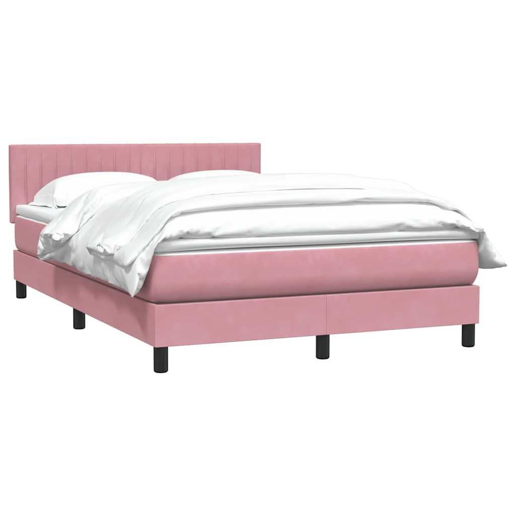 vidaXL Cama box spring con colchón terciopelo rosa 160x220 cm