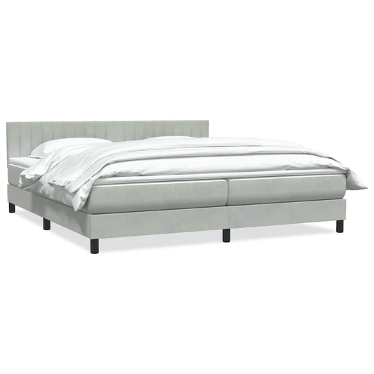 vidaXL Cama box spring con colchón terciopelo gris claro 180x220 cm