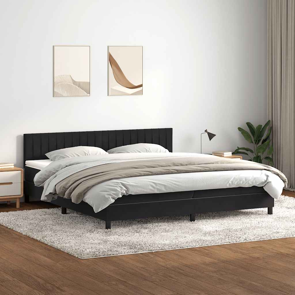 vidaXL Cama box spring con colchón terciopelo negro 180x220 cm