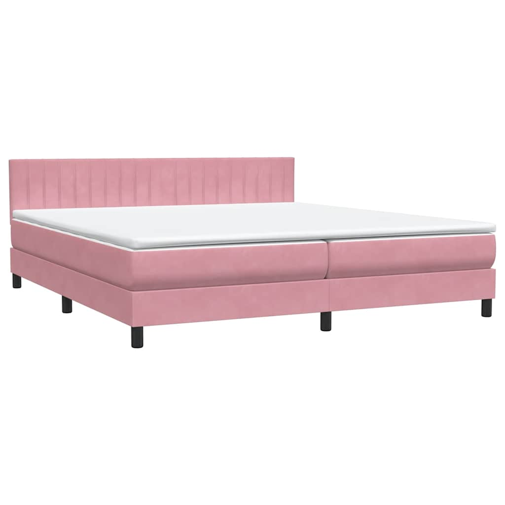 vidaXL Cama box spring con colchón terciopelo rosa 180x220 cm