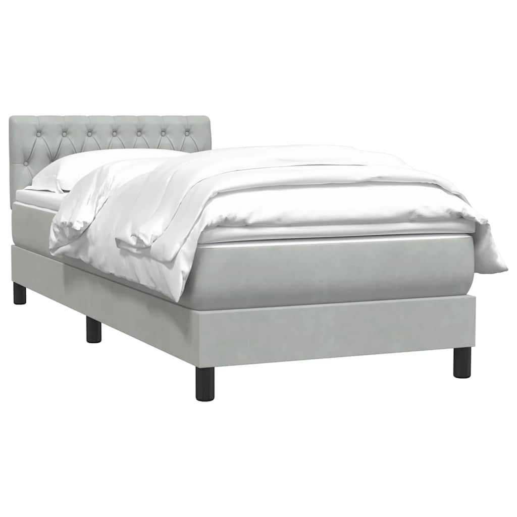 vidaXL Cama box spring con colchón terciopelo gris claro 90x220 cm