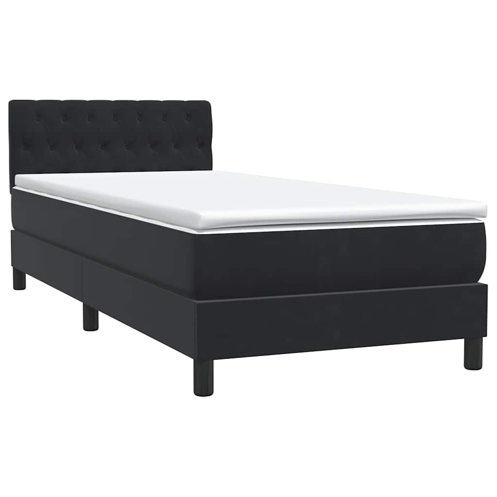 vidaXL Cama box spring con colchón terciopelo negro 90x220 cm