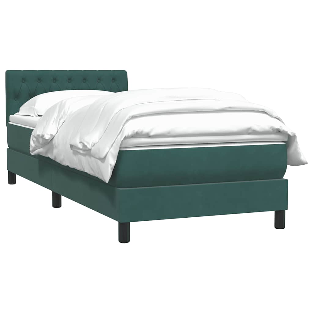 vidaXL Cama box spring con colchón terciopelo verde oscuro 90x220 cm