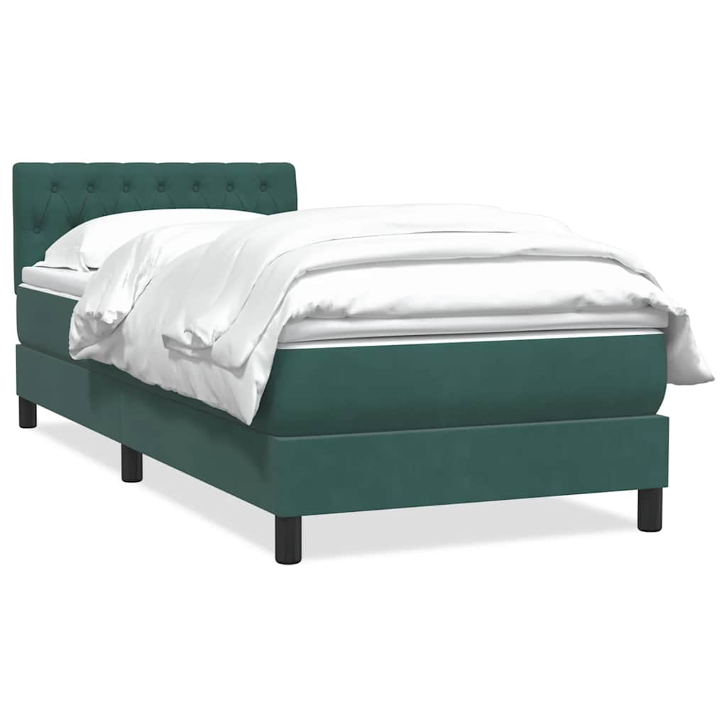 vidaXL Cama box spring con colchón terciopelo verde oscuro 90x220 cm