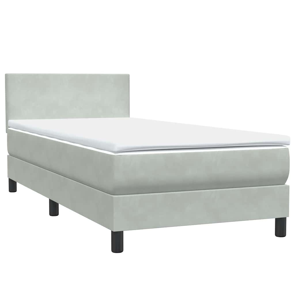 vidaXL Cama box spring con colchón terciopelo gris claro 80x210 cm