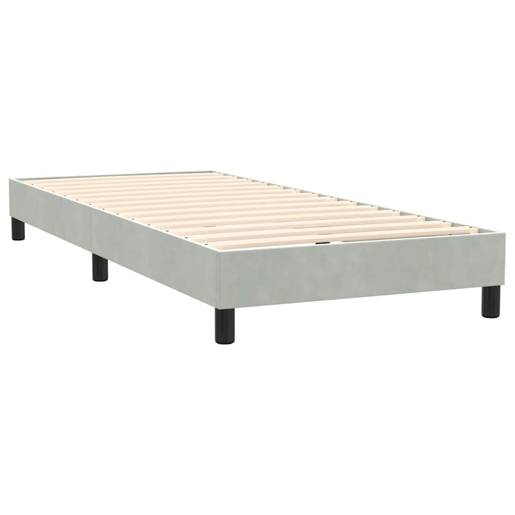 vidaXL Cama box spring con colchón terciopelo gris claro 80x210 cm