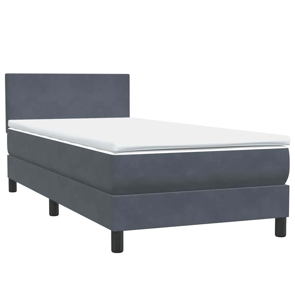 vidaXL Cama box spring con colchón terciopelo gris oscuro 80x210 cm